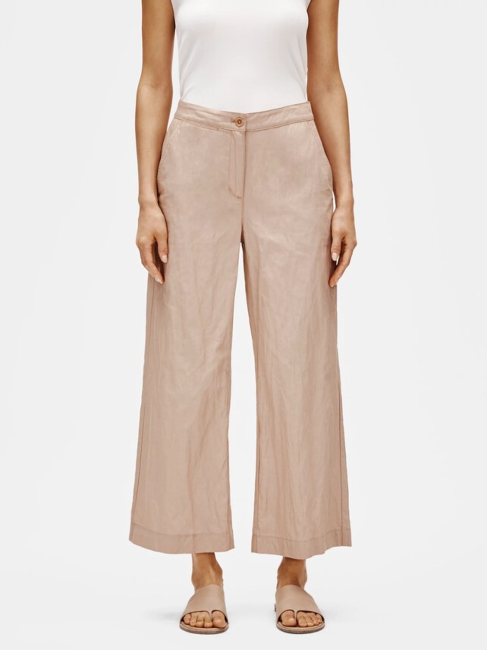 Eileen Fisher Organic Cotton Steel Wide-Leg Pant - Picture 9 of 10